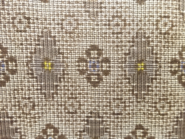 JAPANESE KIMONO / ANTIQUE KIMONO / SILK / DORO OSHIMA TSUMUGI / WOVEN RHOMBUS FLOWER